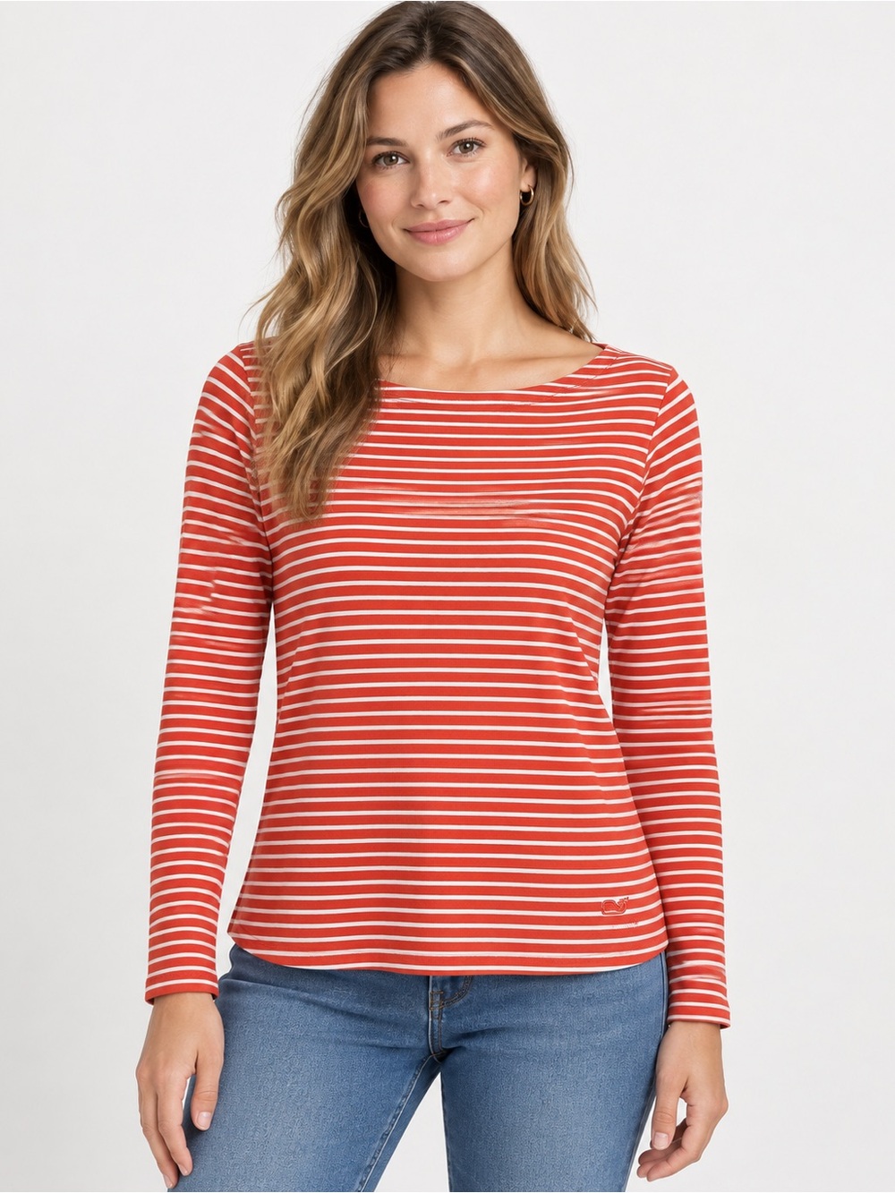 Vineyards Vine Striped Long-Sleeve Crewneck Top - Red & White M